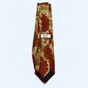 Boss Men's Tie - Red and Gold Floral Design